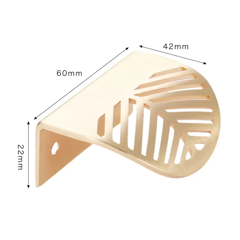 Modern Gold Leaf Cabinet Handles - Brushed Zinc Alloy Hollow Pulls for Furniture and Drawers Handles