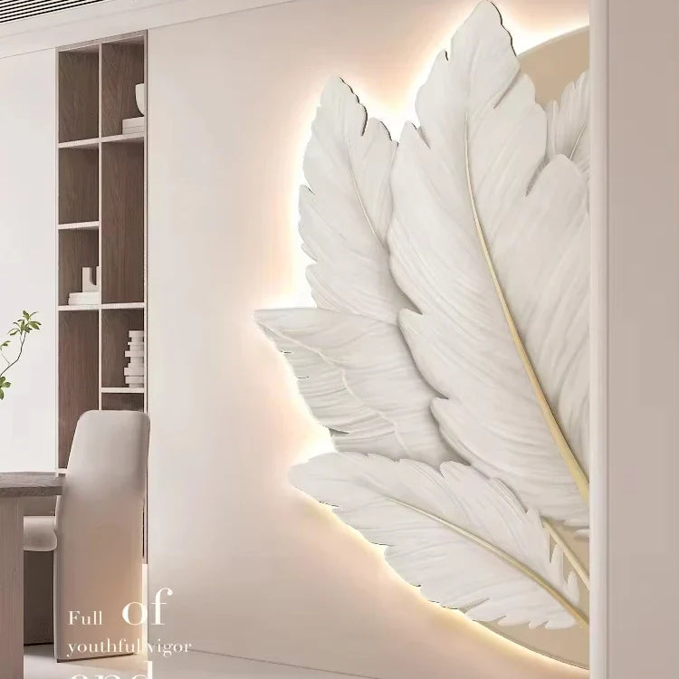 Dlight Decor Feather Mural LED Light for Entry Walls Wall Art
