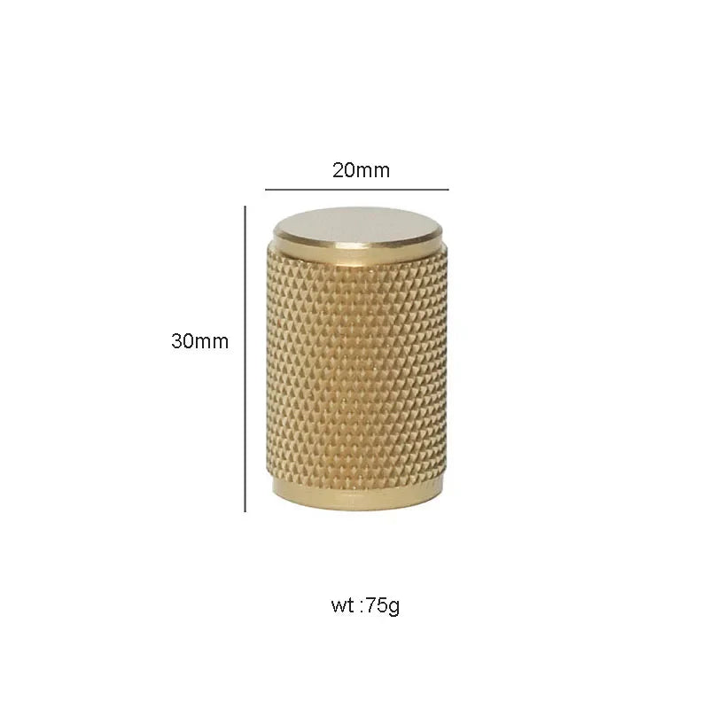 Gold Knurled Brass Kitchen Cabinet Handles – T-Bar Drawer Pulls and Copper Knobs (14mm Diameter) 20mm knob / 1 piece