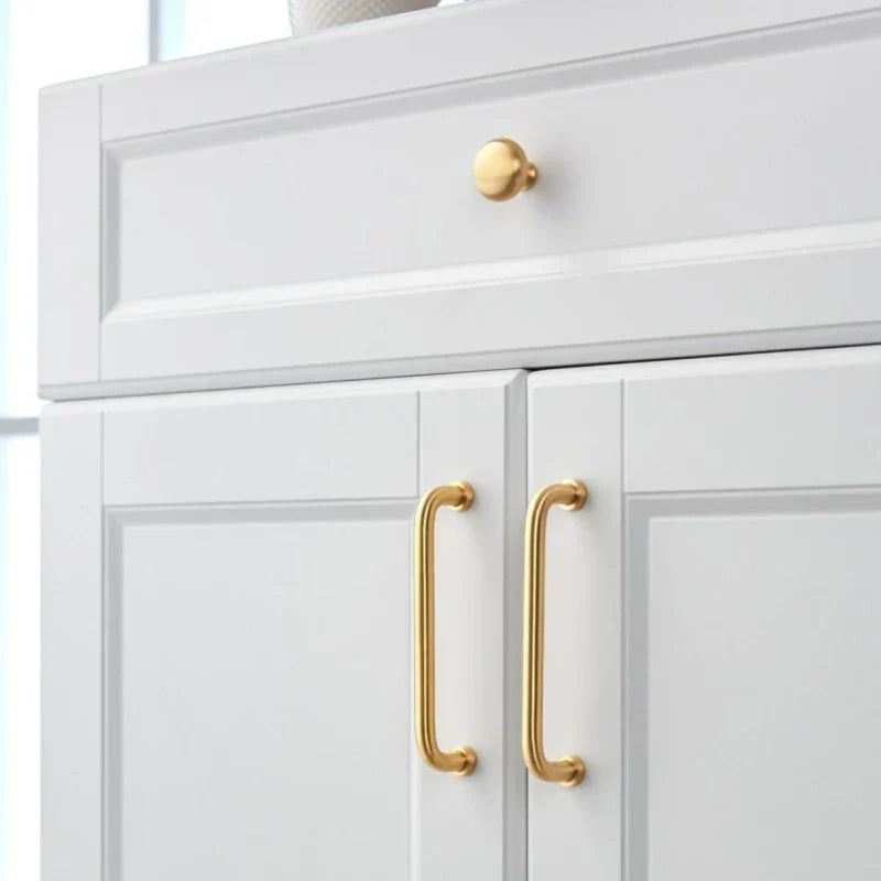 Solid Brass Cabinet Handles - Modern Golden Drawer Pulls for Dresser Wardrobe and Kitchen Cupboards