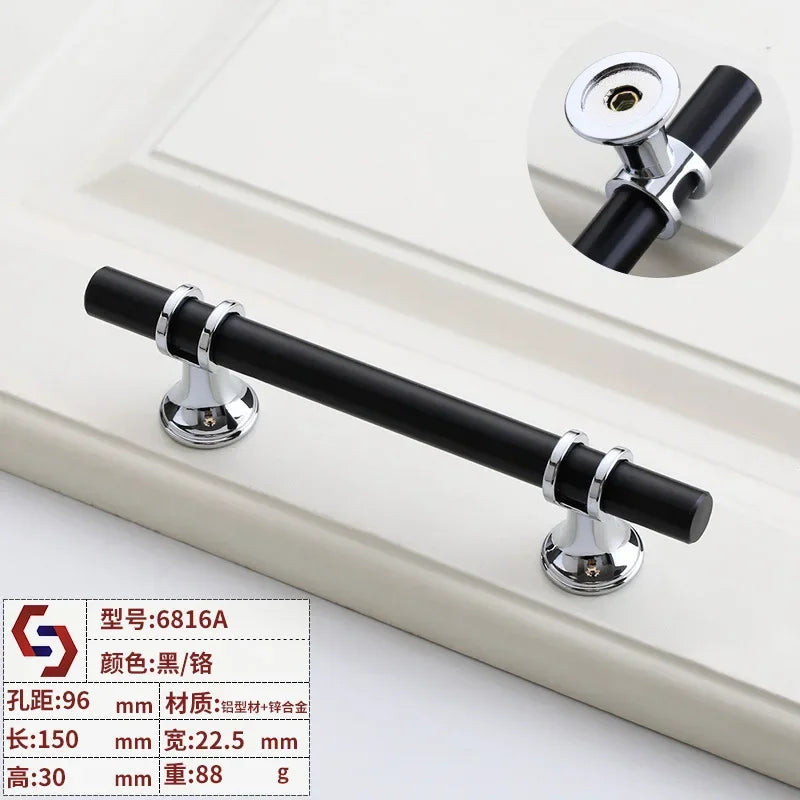 Modern T-Bar Cabinet Knobs and Handles – Sleek and Decorative Design Black silver 96 Handles