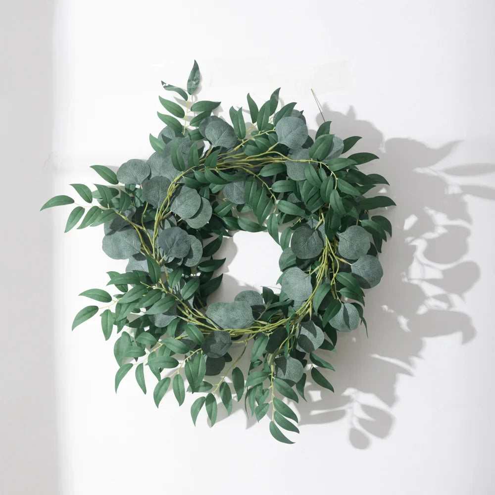 Dlight Decor 200cm Eucalyptus Vine with Silk Willow Leaves for Wall Hanging A / 2pcs
