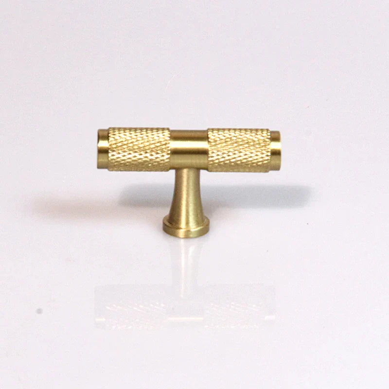 Knurled Brass T-Bar Handles – Modern Cabinet Knobs and Kitchen Cupboard Pulls L50mm 9002 knob