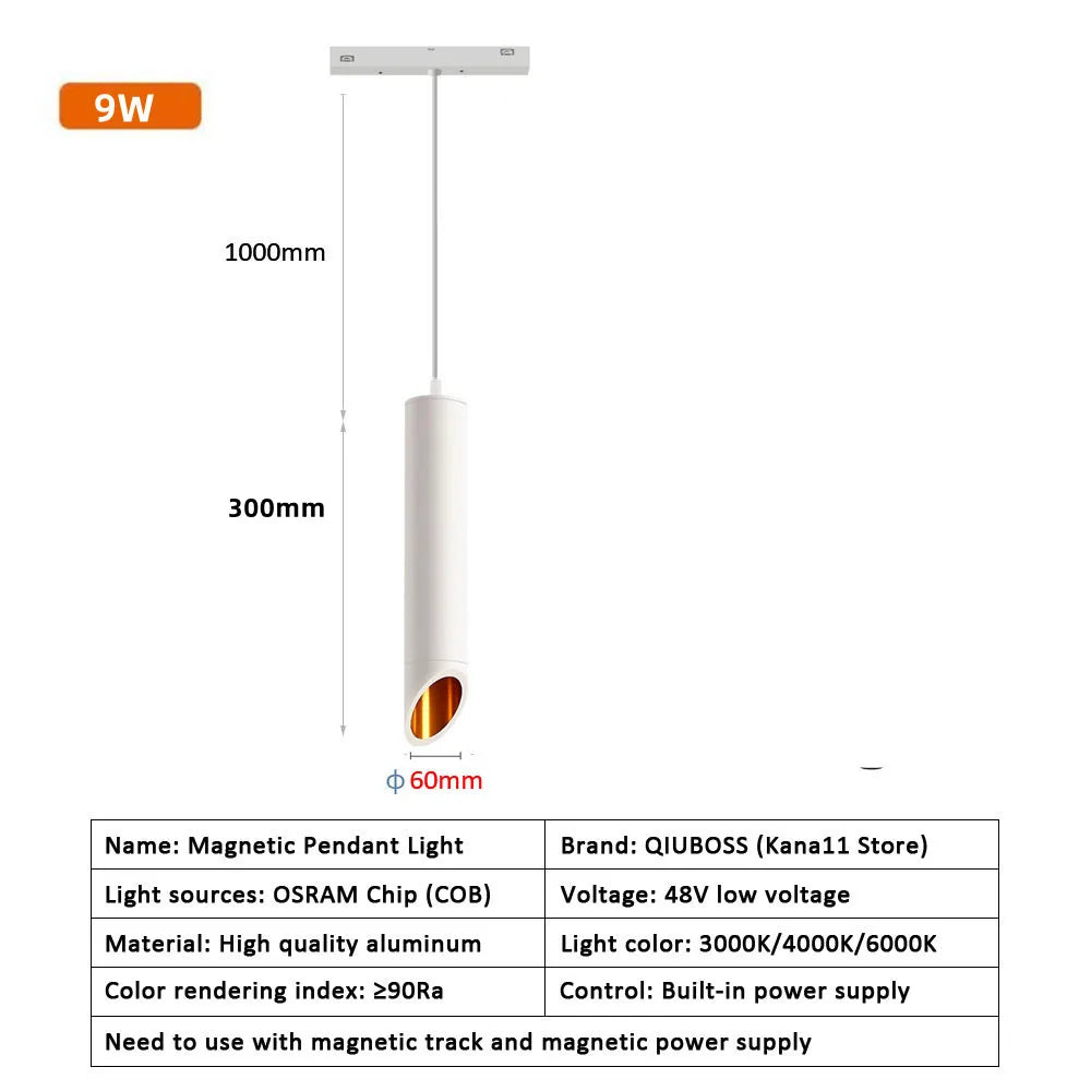 Modern Magnetic Track Lights - Embedded LED Spotlight Downlight 1pc 9W Pendant Lamp 1 / White light 4000K ceiling light