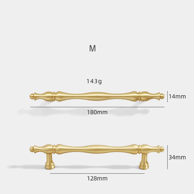 Gold Brass Cabinet Bar Handle – American Vintage Drawer Pull and Wardrobe Knob 180mm bar Handles
