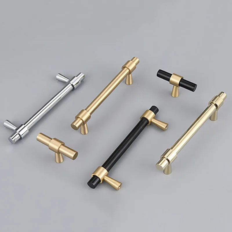 Nordic Brass Furniture Handles – Gold Black Chrome Cabinet Bar Pulls (50mm-500mm) Handles