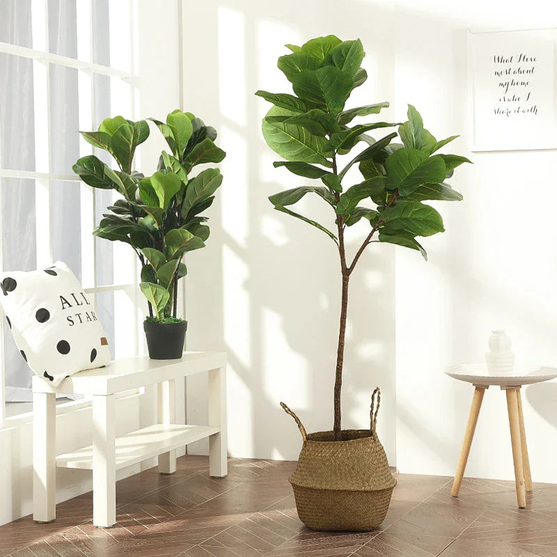 Dlight Decor 122cm Large Ficus Tree Branch with Tropical Rubber Leaves 122cm and 64cm