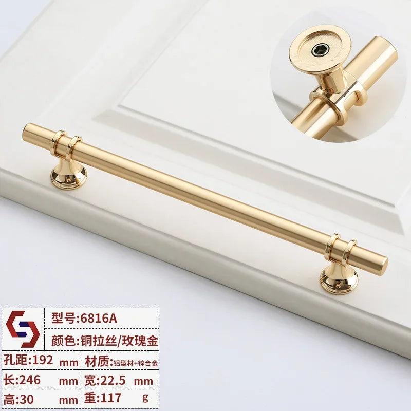 Modern T-Bar Cabinet Knobs and Handles – Sleek and Decorative Design Gold drawing 192 Handles