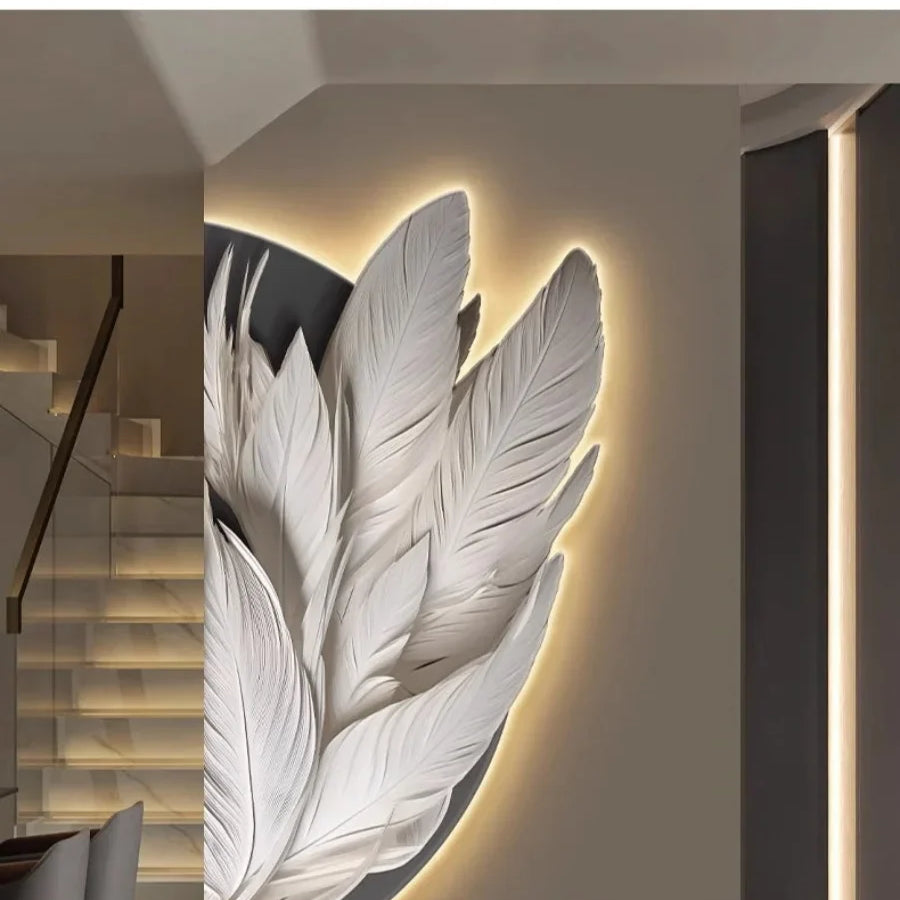 Dlight Decor Feather Mural LED Light for Entry Walls Wall Art