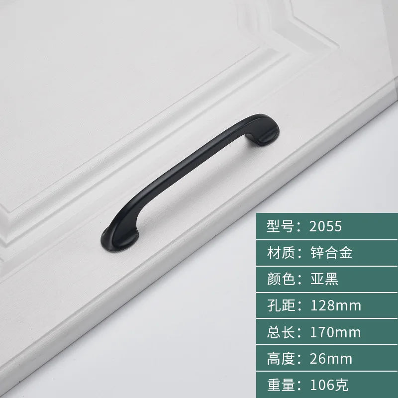 Minimalist Zinc Alloy Cabinet Handles - American Style Drawer Knobs for Wardrobes and Furniture black-128 Handles
