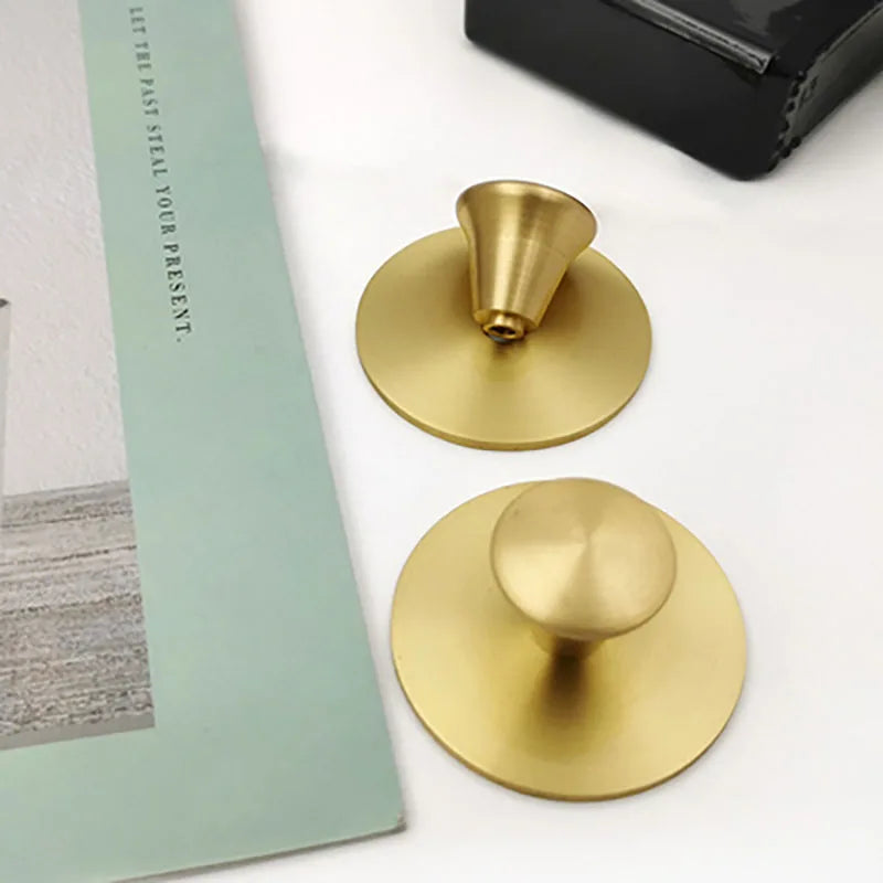 Single Hole Brass Knobs with Round Mat – Gold Cabinet and Drawer Pulls for Furniture (21mm/25mm) Knob