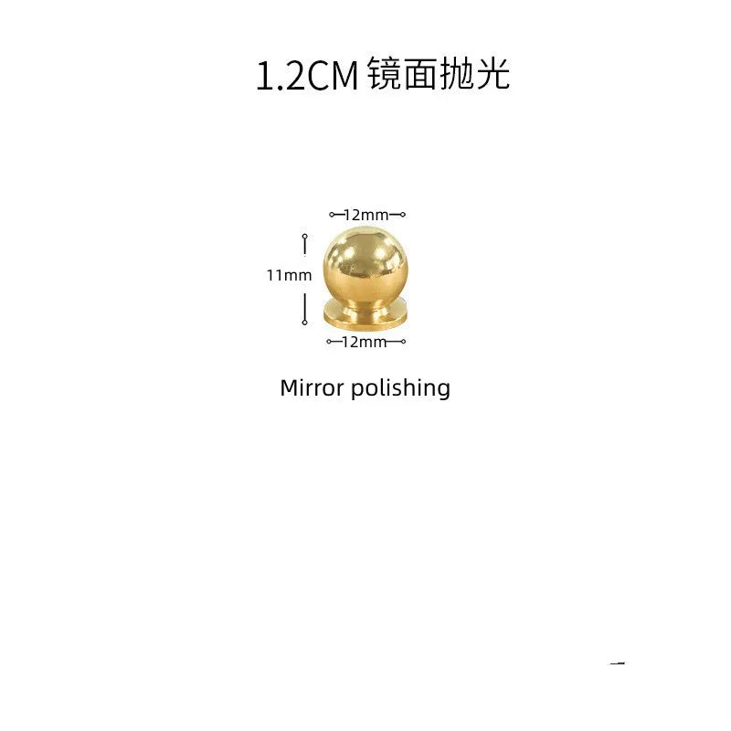 Solid Brass Ball Cabinet Knobs - Vintage Single-Hole Wardrobe and Drawer Handles Mirror polished 12mm Knobs