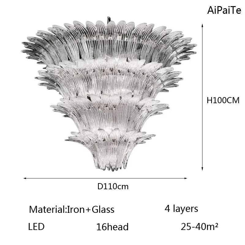 Odette French Vintage Murano Glass LED Chandelier for Living Room & Staircase AD110CM4Layer / changeable