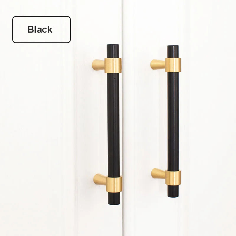 Nordic Brass Furniture Handles – Gold Black Chrome Cabinet Bar Pulls (50mm-500mm) Black / 500mmx 416CC Handles