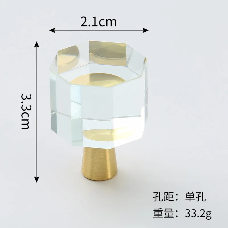 Brass Crystal Cupboard Cabinet Handle Kitchen Drawer Knobs Light Luxury Furniture Hardware Transparent Handle Home