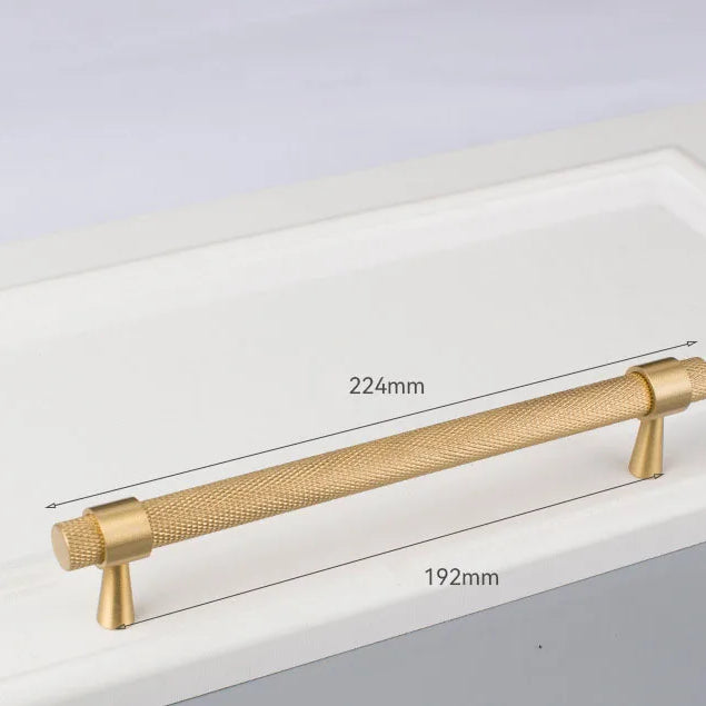 Solid Brass Knurled Cabinet Handles – Gold and Black Wardrobe Knobs and Drawer Pulls 9010-224G Handles
