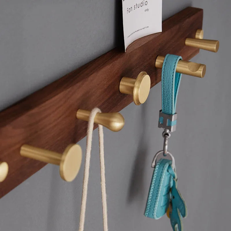 2pcs Simple Brass Wall Hooks – Gold Coat Key and Bag Holders for Home Storage wall Hook