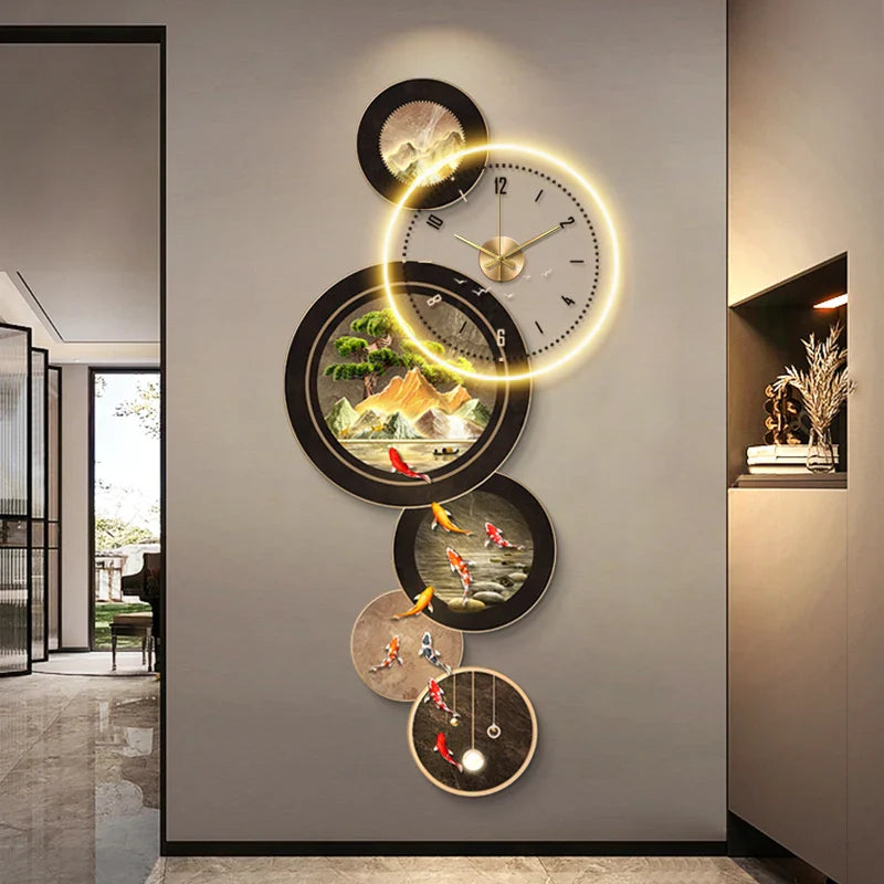 Dlight Decor Nine Fish Clock Wall Light Mural Wall Art