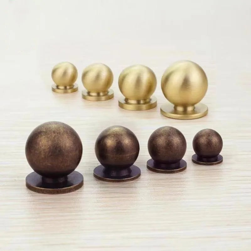 Solid Brass Ball Cabinet Knobs - Vintage Single-Hole Wardrobe and Drawer Handles Knobs