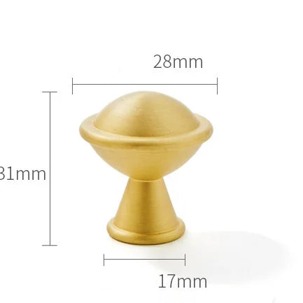 Satin Brass Cabinet Handles – Modern Ball Design Wardrobe Knobs and Drawer Pulls (French Style) 28mm knob Handles