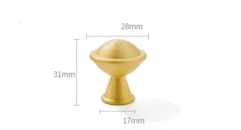 Satin Brass Cabinet Handles – Modern Ball Design Wardrobe Knobs and Drawer Pulls (French Style) 28mm knob Handles