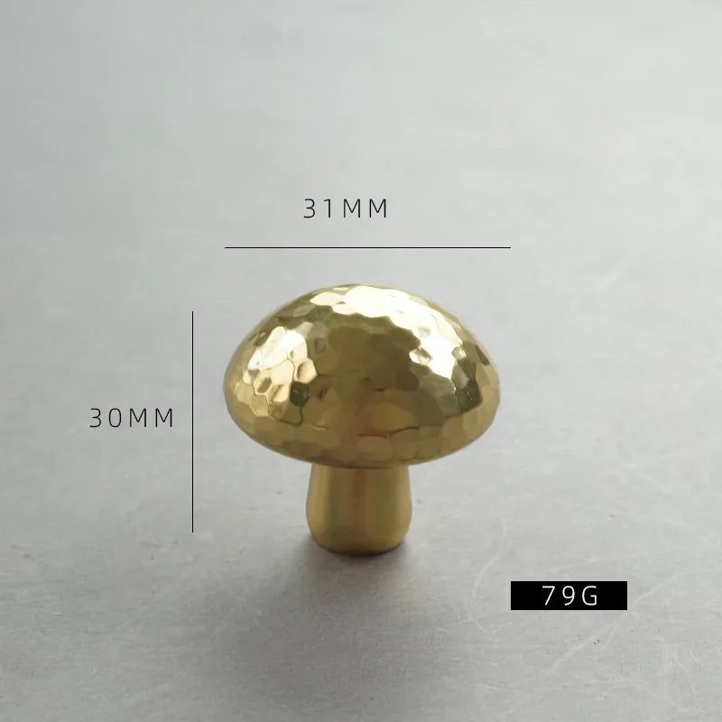 Nordic Handmade Brass Hammered Cabinet Handles – High-End Pulls for Drawers Wardrobes and Kitchen Furniture Mushroom