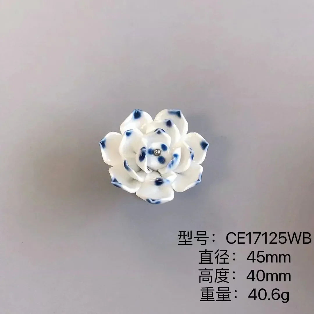 Handmade Ceramic Flower Knobs – Creative Cabinet and Drawer Knobs for Furniture Accessories CE17257WB Knobs