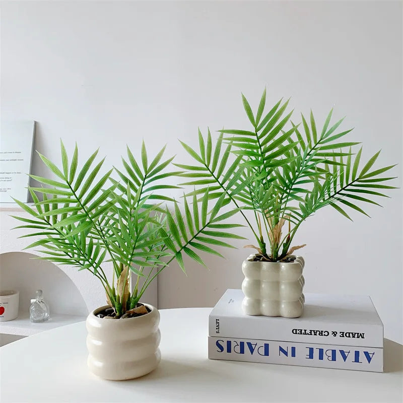Dlight Decor 44cm Palm Plant Branch with Real Touch Monstera Leaves