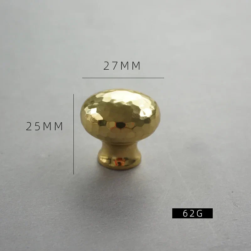 Nordic Handmade Brass Hammered Cabinet Handles – High-End Pulls for Drawers Wardrobes and Kitchen Furniture Mushroom