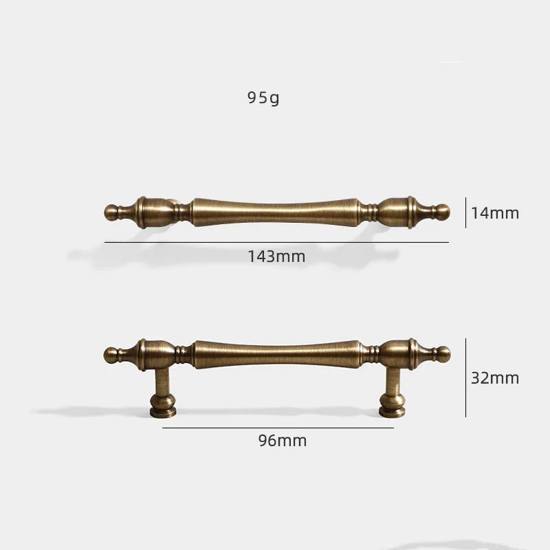 Antique American Brass Cabinet Handle – Bronzed Wardrobe Pull Bar and Drawer Knob 143mm bar Handles