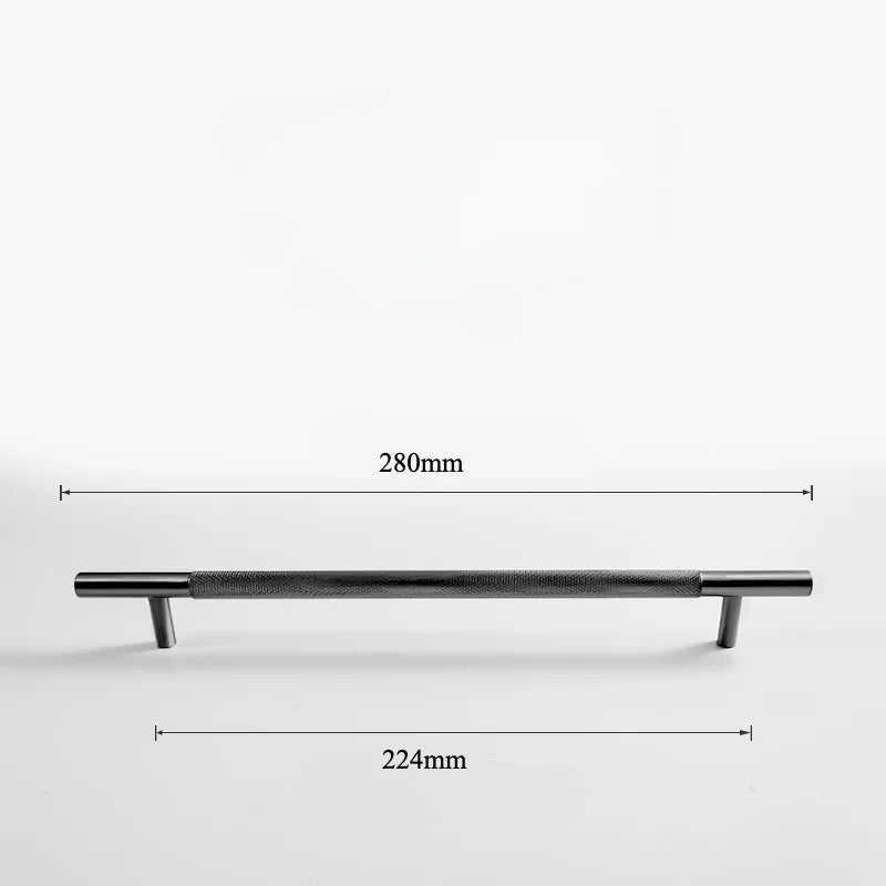 Black Knurled Brass Furniture Handles – Textured Drawer Knobs and Wardrobe Bar Pulls black 280mm Handles