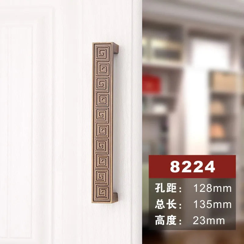 Antique Yellow Bronze Wardrobe Handles - Modern Zinc Alloy Drawer Knobs for Cabinets and Closets 8224 128mm Handles