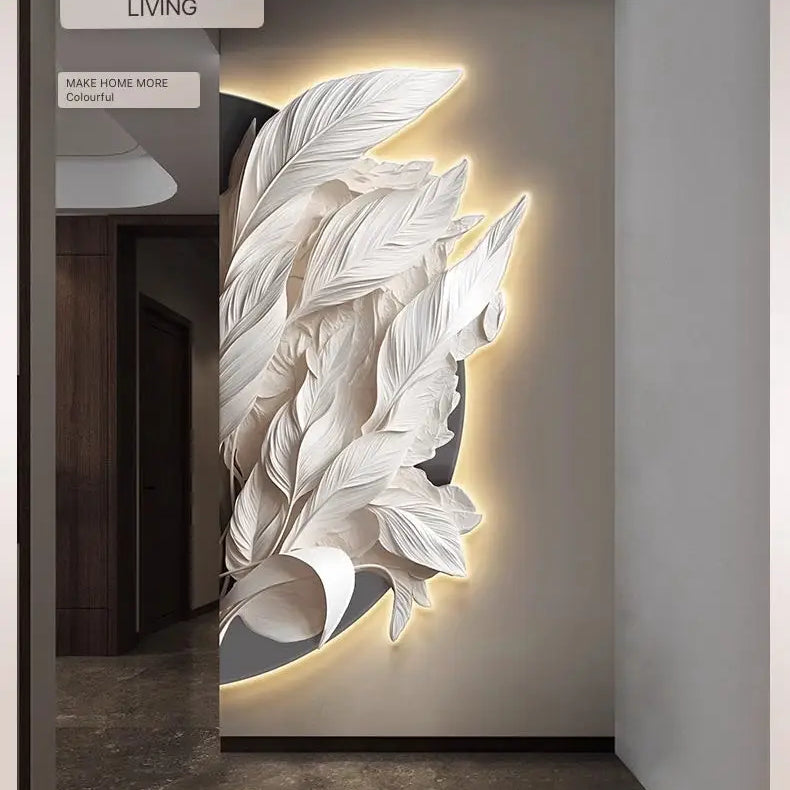 Dlight Decor Feather Mural LED Light for Entry Walls Wall Art