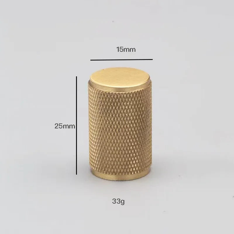 Gold and Bronze Knurled Brass Knobs – Modern Single-Hole Cabinet and Drawer Pulls gold 15mm knob