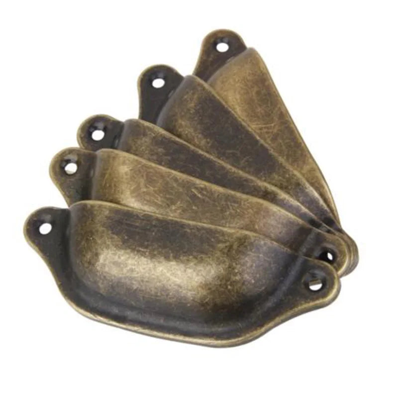 10Pcs Retro Antique Brass Shell Pull Handles – Vintage Kitchen Drawer and Cabinet Knobs 10pcs Door Pull