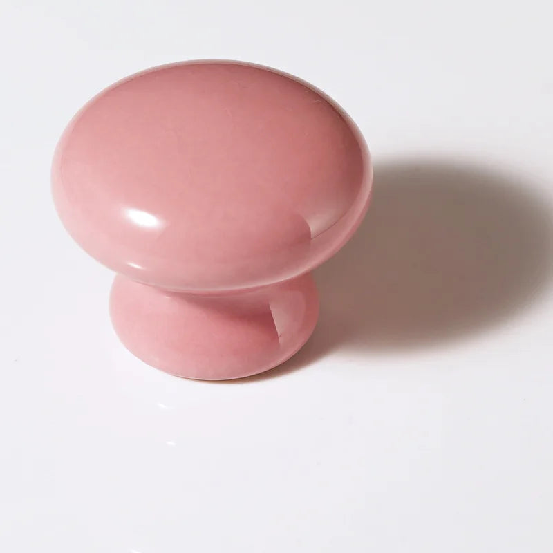 Cartoon Ceramic Cabinet Handles – Single Hole Circular Knobs for Children’s Room Furniture pink Knobs