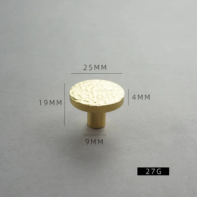 Nordic Handmade Brass Hammered Cabinet Handles – High-End Pulls for Drawers Wardrobes and Kitchen Furniture Flat head S