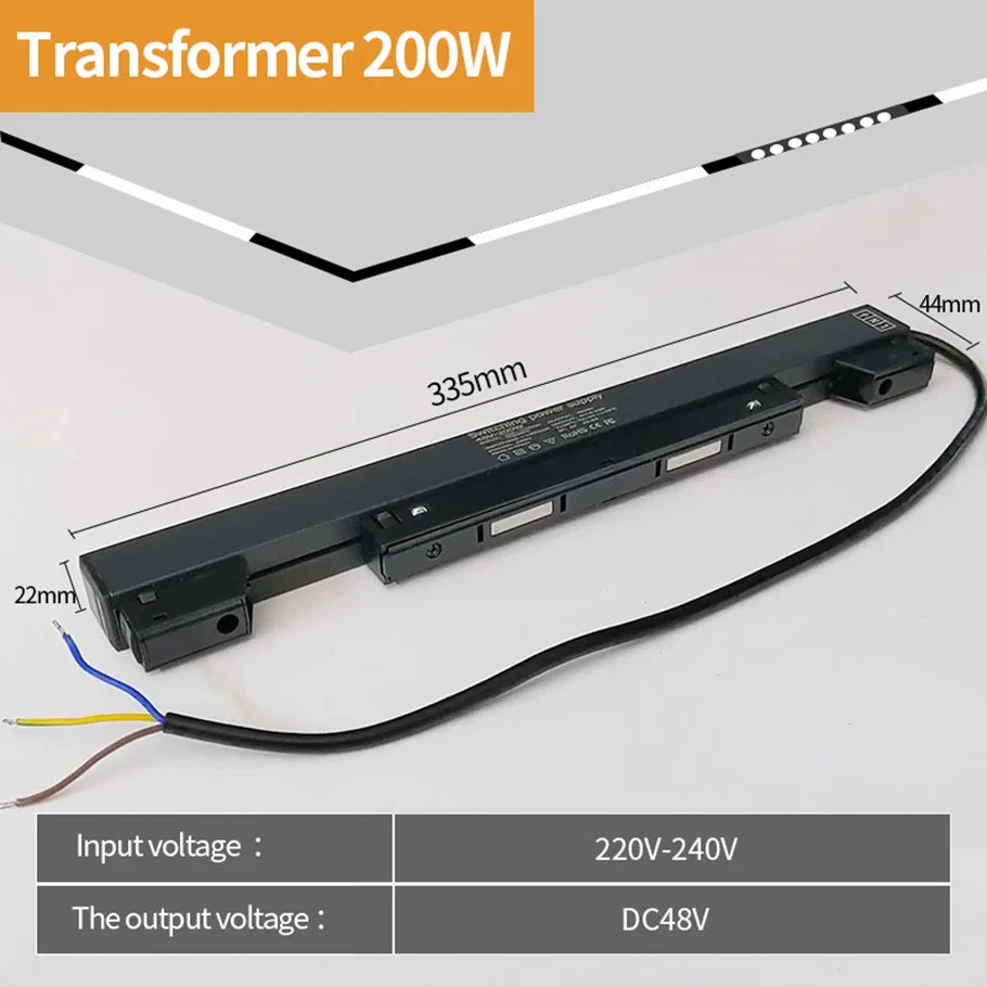 Tarck Only - 2m Magnetic Rail Linear Track Lighting Accessories - Ceiling Magnet Track Kits 200W transformer A / CHINA
