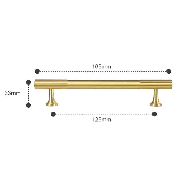 Solid Brass Art Deco Kitchen Cabinet Handles – Knurled T-Bar and Wardrobe Pulls TS-9012-168 Handles
