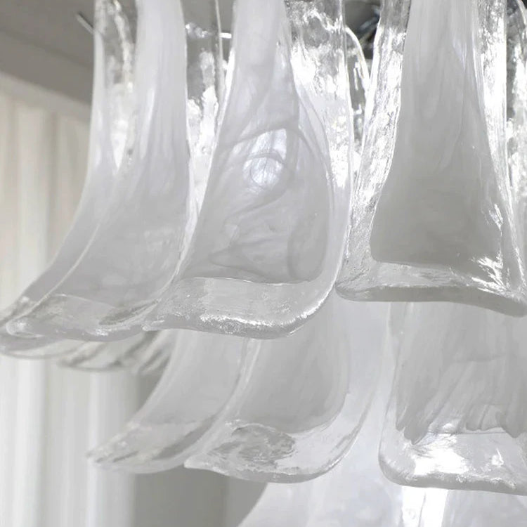 Elara White Petal Glass LED Chandelier for Staircase & Villa Décor chandelier
