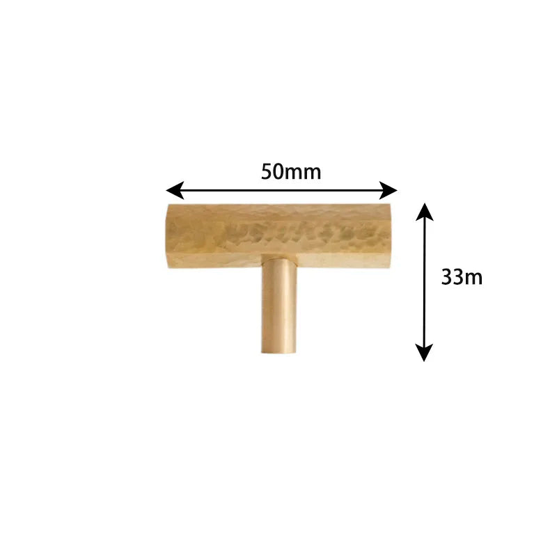 LUX Brass Hammered Hexagonal T-Bar Handles – Long Cabinet and Wardrobe Pulls (600mm/1000mm) 2 inches T Handles