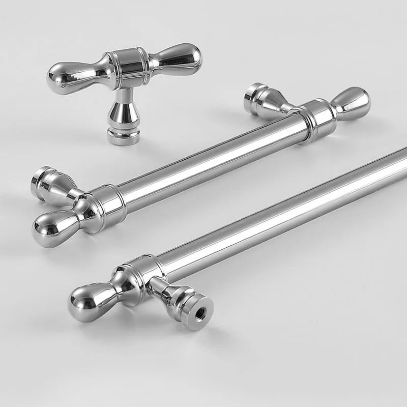 Gold Chrome and Black Brass Wardrobe Handles – Modern Drawer Pulls and Dresser Knobs for Cabinets and Cupboards Chrome