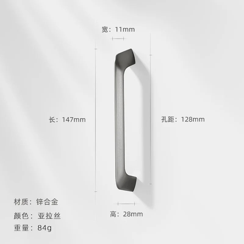 Modern Zinc Alloy Cabinet Handles - Kitchen Drawer Knobs for Wardrobes and Furniture Nickel drawing 128mm Handles