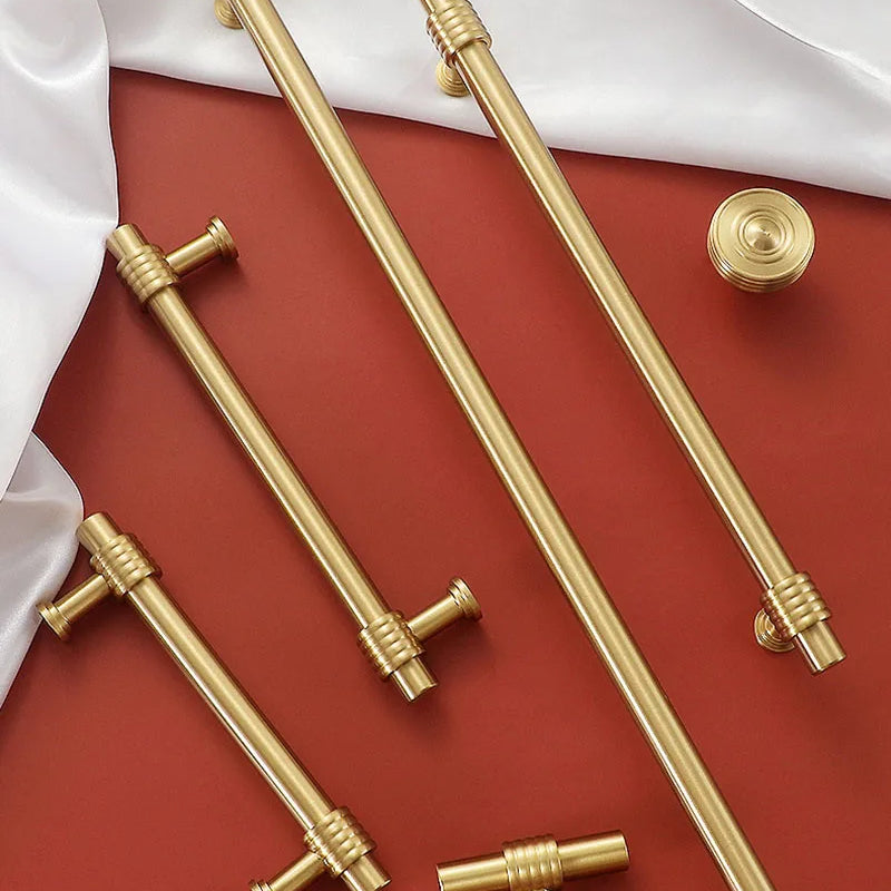 Satin Gold Furniture Handle – Solid Brass Cabinet Knobs and Drawer Pulls (50mm-358mm) Handles