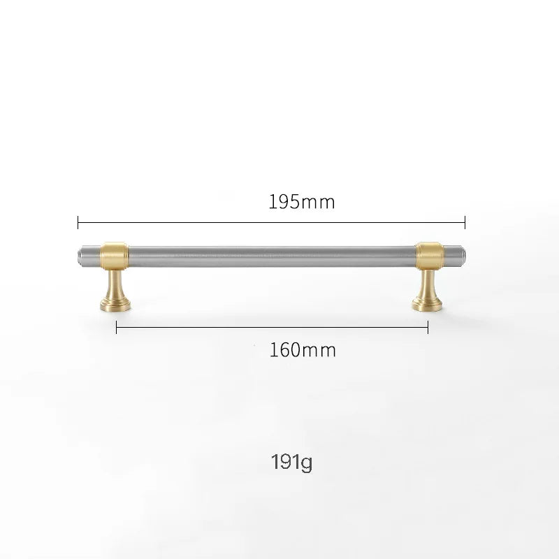 Nickel-Plated Brass Cabinet Handles – Gold and Matte Silver T-Bar Pulls for Wardrobes and Drawers 195mm Handles
