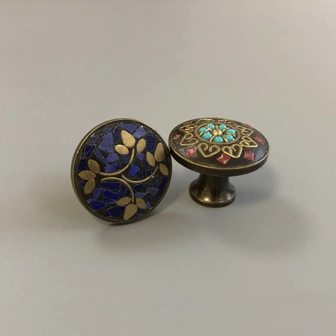 Ethnic Style Brass Art Handles – Vintage Cabinet and Drawer Pulls with Nepalese Craftsmanship Handles
