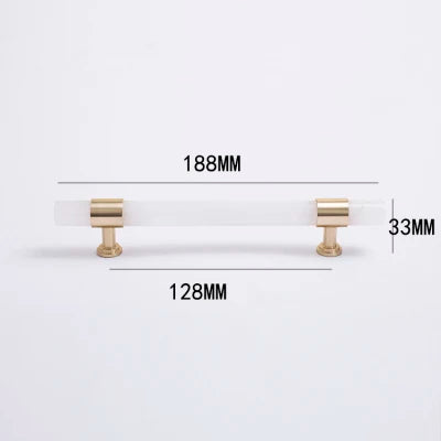 Natural Marble and Crystal T-Bar Cabinet Handles – Modern Brass Knobs for Kitchen Dresser and Furniture Pulls