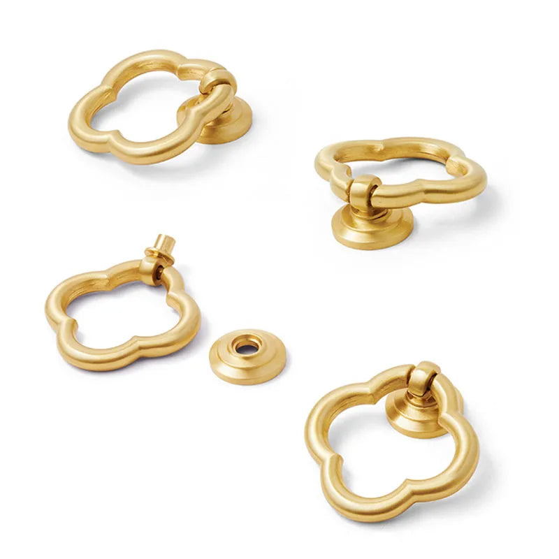 2pcs Brass Dropping Handles – Modern Cabinet and Wardrobe Drawer Pulls 57x50mm knob