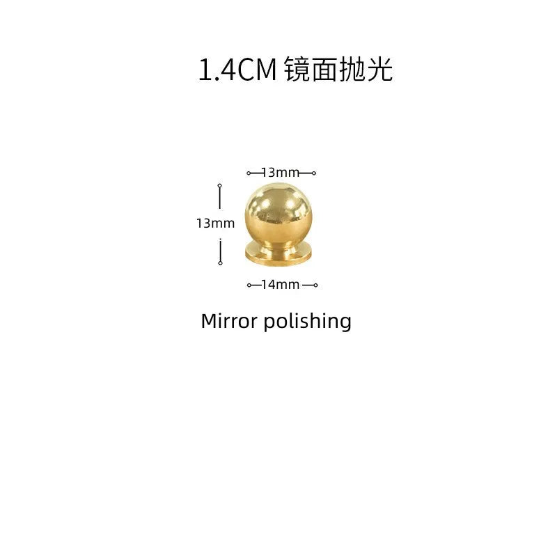 Solid Brass Ball Cabinet Knobs - Vintage Single-Hole Wardrobe and Drawer Handles Mirror polished 14mm Knobs