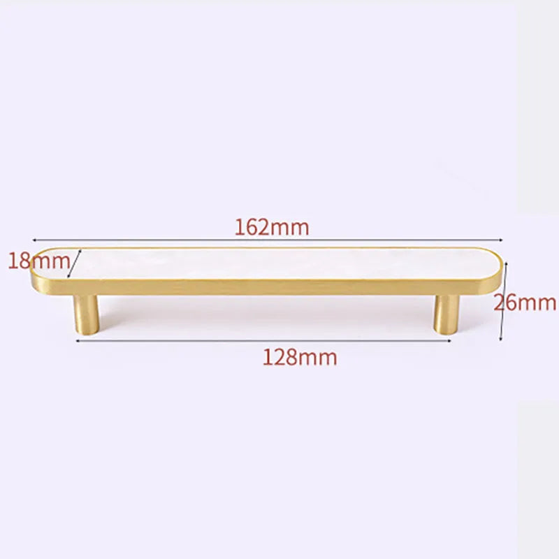 Brass and Acrylic Cabinet Handles – Colorful European Wardrobe Pulls for Furniture (96/128mm Hole Distance) 162mm A